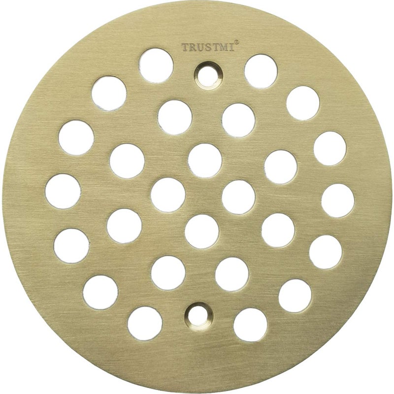 TRUSTMI 4 1/4-inch Screw-in Style Shower Drain Grate Replacement Cover with Screws,Brushed Gold - Image 1